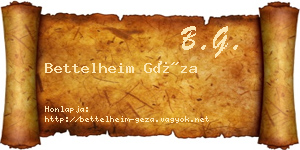 Bettelheim Géza névjegykártya